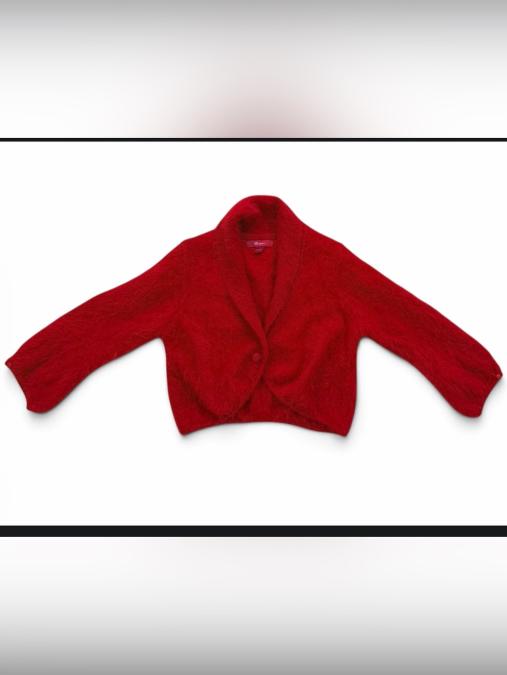 Beautiful red angora blend cardigan sweater M